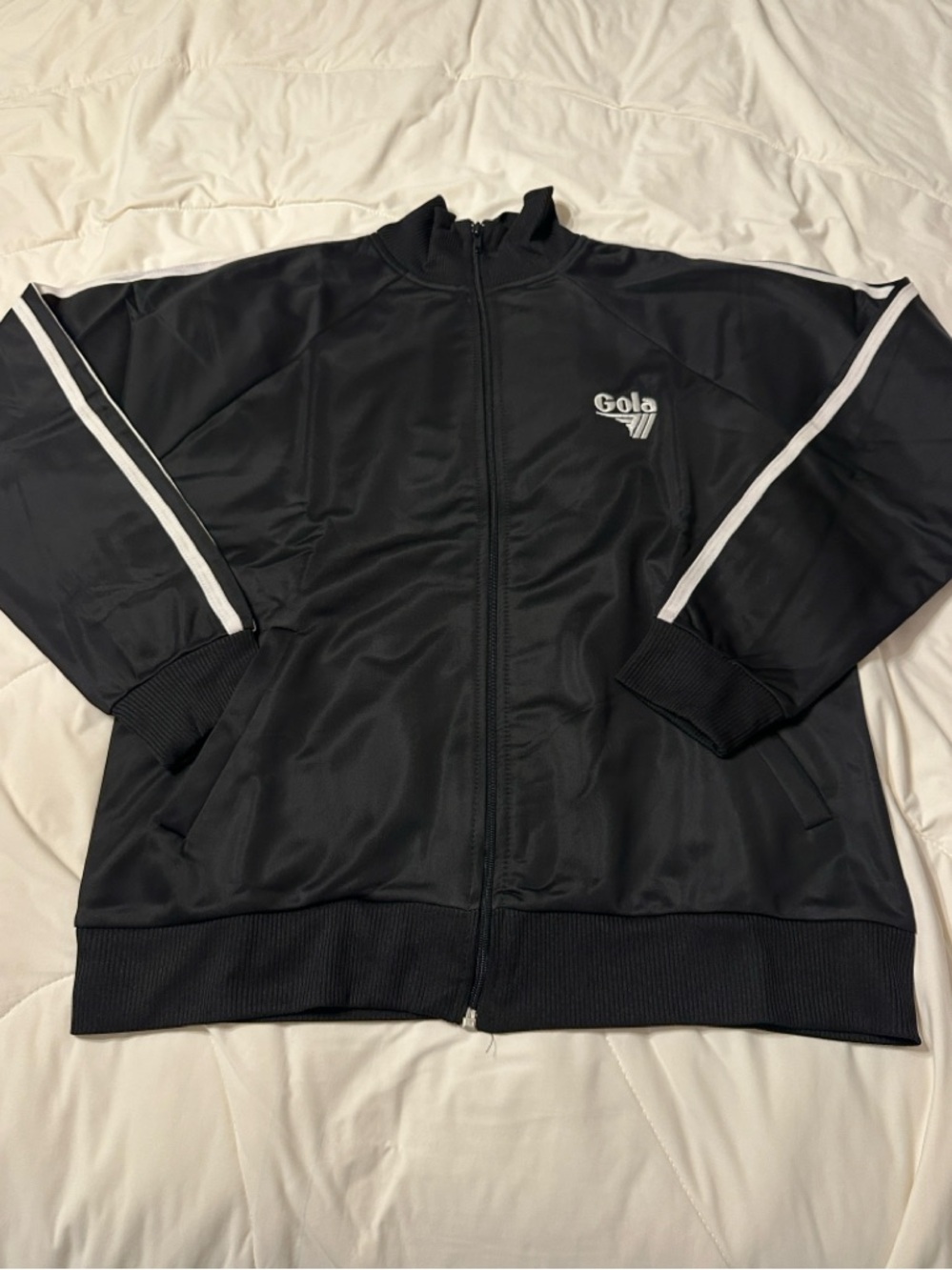 Gola Women's Black Track Jacket with White Stripe - NWT - Size L - Picture 3 of 11